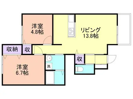 エルメゾン小倉(2LDK/1階)の間取り写真