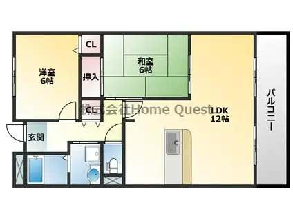 メゾンドゥボヌール(2LDK/1階)の間取り写真