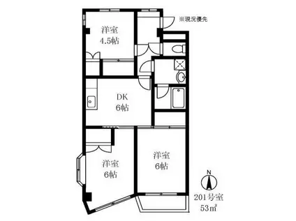 アビタシオン大倉山(3DK/2階)の間取り写真