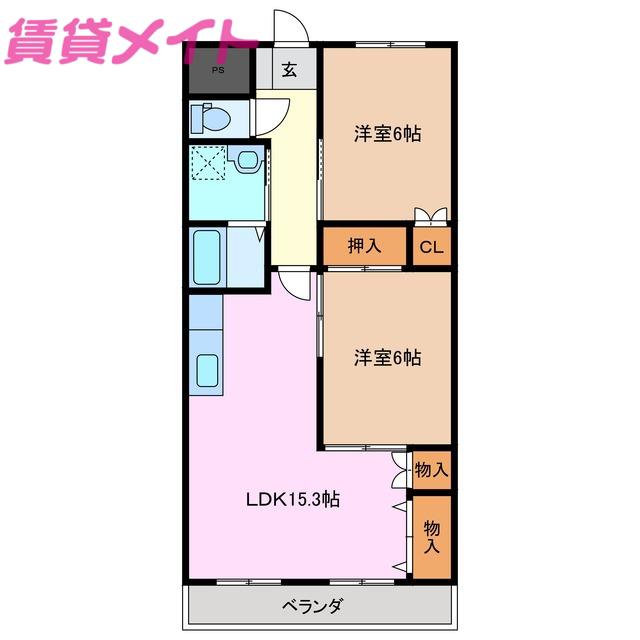 カーサファミリア(2LDK/2階)の間取り写真