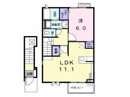 カーサ・プリーマ II(1LDK/2階)の間取り写真