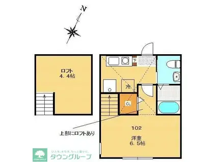 ベルシャンブル稲田堤(1K/1階)の間取り写真