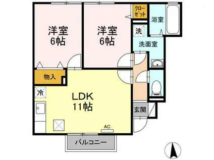 グローリーヴィクトワール(2LDK/1階)の間取り写真