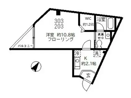 クリサンス小石川(1K/2階)の間取り写真