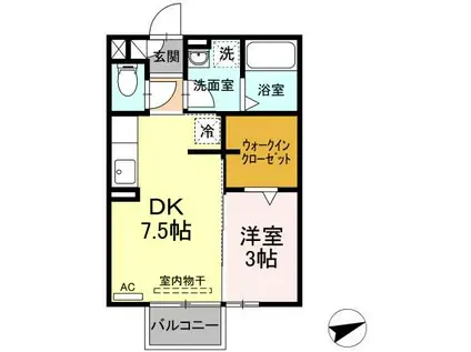 CHIC VAGUE(1DK/2階)の間取り写真