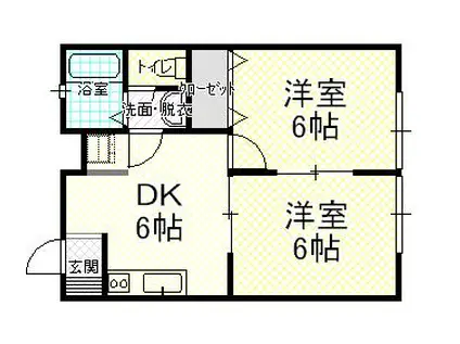ハイツHAPPYマルイ(2DK/1階)の間取り写真
