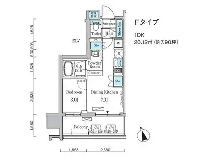 プライマル中央湊(1DK/6階)の間取り写真