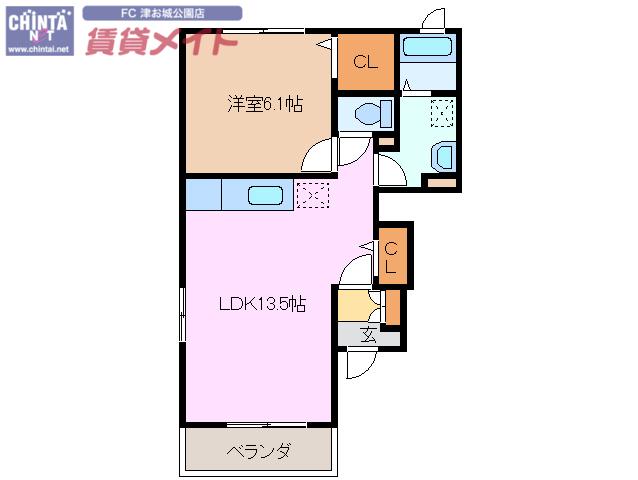 ヴィラソレイユ(1LDK/1階)の間取り写真