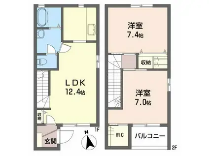 パッセルブランシェB(2LDK/1階)の間取り写真