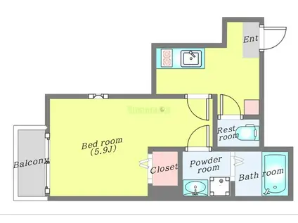 MOMORIE八乙女(1K/3階)の間取り写真