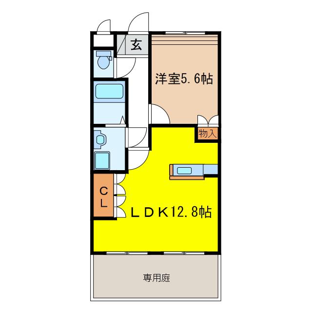 クレアーレ(1LDK/1階)の間取り写真