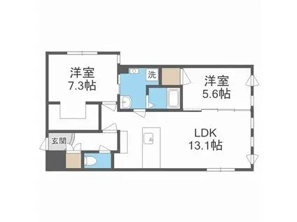 RESIDENCE SAPPORO KOULU(2LDK/5階)の間取り写真