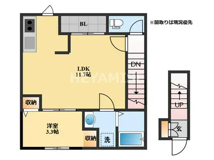 PREZIA福田(1LDK/2階)の間取り写真
