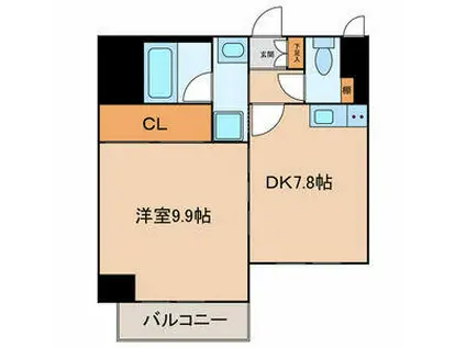 PAPILLON(1DK/2階)の間取り写真