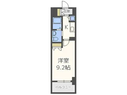 ルクレ京橋(1K/2階)の間取り写真