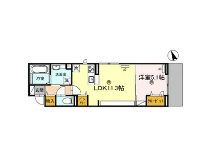 D-PLACE安田(1LDK/1階)の間取り写真