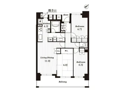 アーバンビュー柏(3LDK/4階)の間取り写真