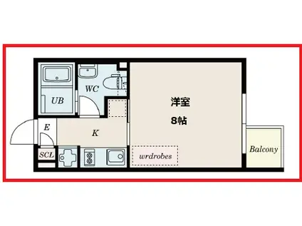 グランパセオ白山(1K/4階)の間取り写真