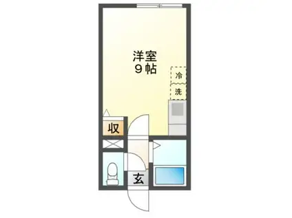 JR室蘭本線 鷲別駅 徒歩20分 2階建 築34年(ワンルーム/2階)の間取り写真