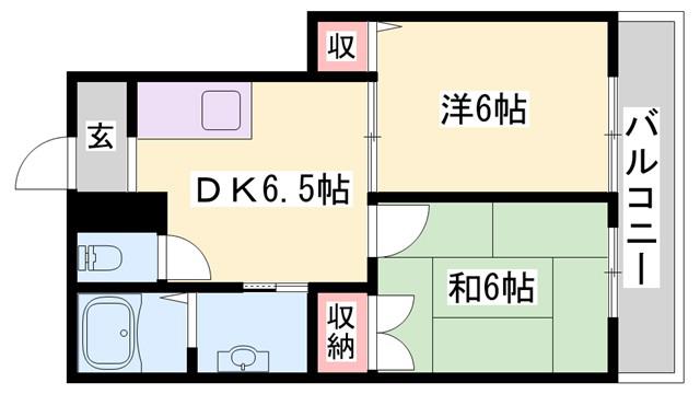 ステーション小西(2DK/2階)の間取り写真