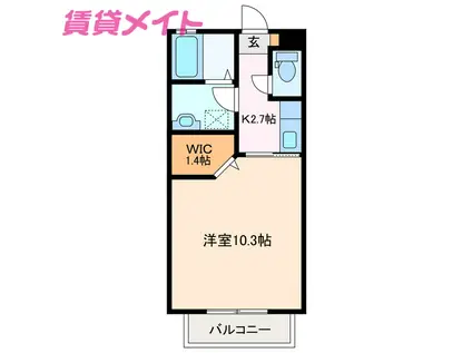 ウィングコート A(1K/1階)の間取り写真