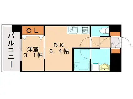 グランフォーレ博多ウォーターフロント(1DK/3階)の間取り写真