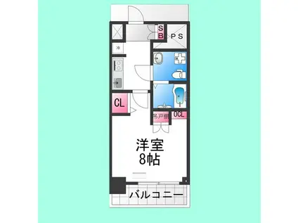 ラシーヌ宿院(1K/5階)の間取り写真