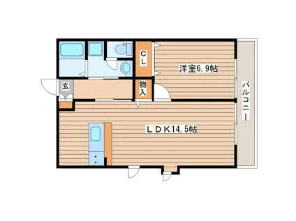 ライフコート18B(1LDK/1階)の間取り写真