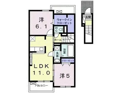 サンモクレンB(2LDK/2階)の間取り写真