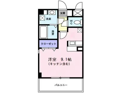 サニーフィールド(ワンルーム/2階)の間取り写真