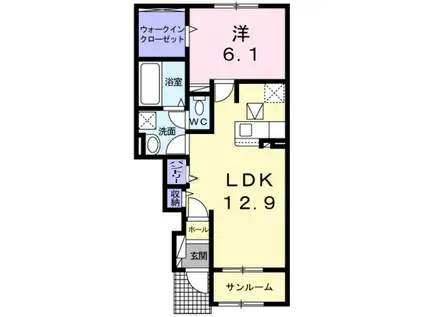 フィオーレ(1LDK/1階)の間取り写真