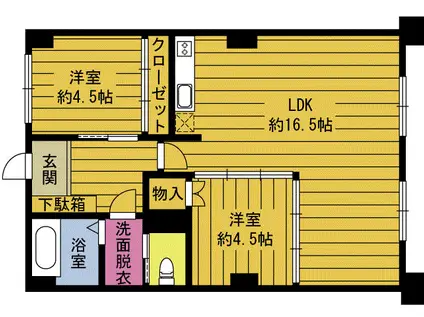 ヴィラ宮崎(2LDK/4階)の間取り写真