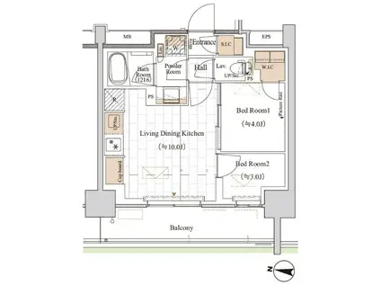 ブランシエスタ木場(2LDK/4階)の間取り写真