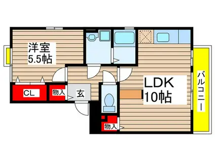 トレビナ城木(1LDK/1階)の間取り写真