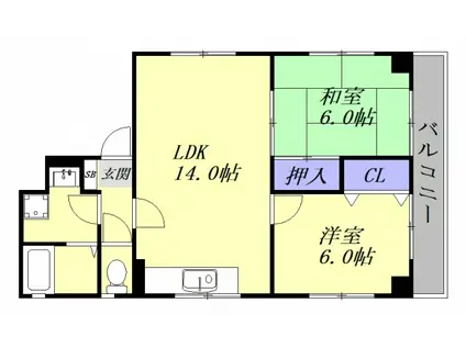アルバ府中(2LDK/3階)の間取り写真