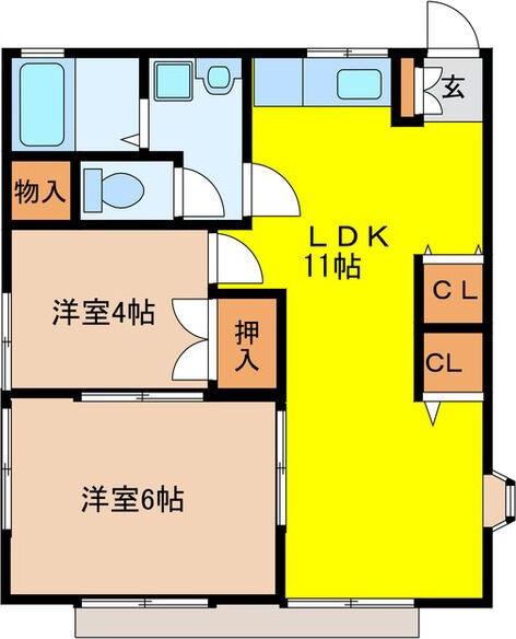メゾンヤマダ(2LDK/1階)の間取り写真
