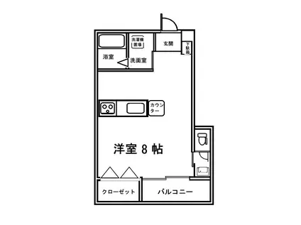 ルミウス今治祇園(ワンルーム/1階)の間取り写真