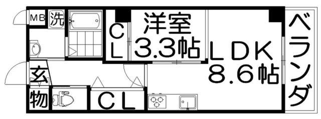 ルミエール星田(1LDK/5階)の間取り写真