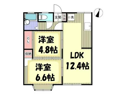 コスモ ハイツ(2LDK/1階)の間取り写真