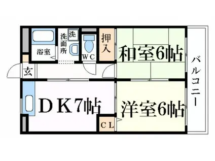 シャトレ手柄(2DK/1階)の間取り写真