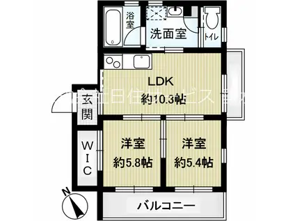 高丸陸フィールドアパートメント(2LDK/2階)の間取り写真
