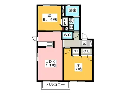 グレースメゾン小柳 L棟(2LDK/2階)の間取り写真