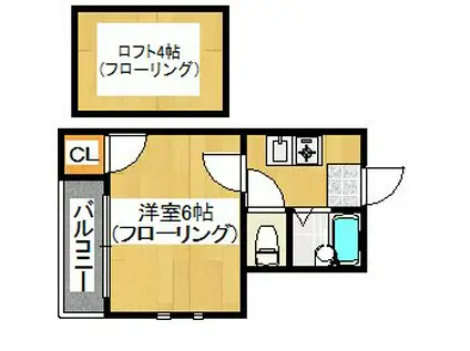 サンルーム香椎II(1K/1階)の間取り写真