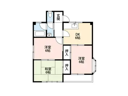 コーポドリームE(3DK/2階)の間取り写真