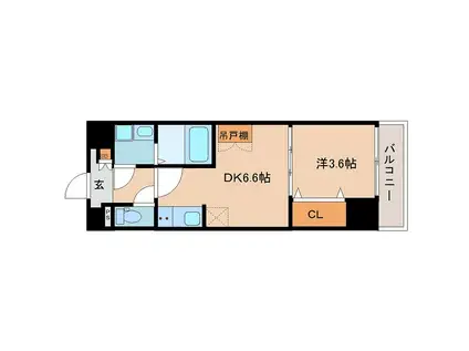 メルベージュ難波サウスIII(1DK/9階)の間取り写真