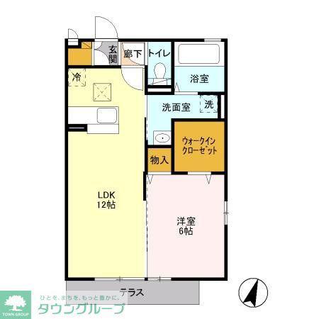 タウンハウスロエアスE(1LDK/1階)の間取り写真