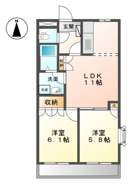 オータムめぐみ(2LDK/2階)の間取り写真