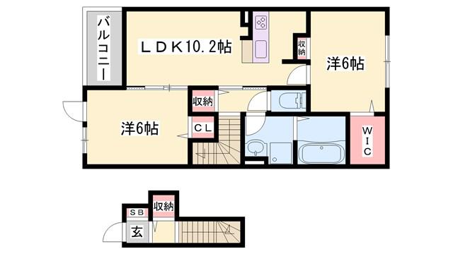 ル ボヌール赤穂I(2LDK/2階)の間取り写真