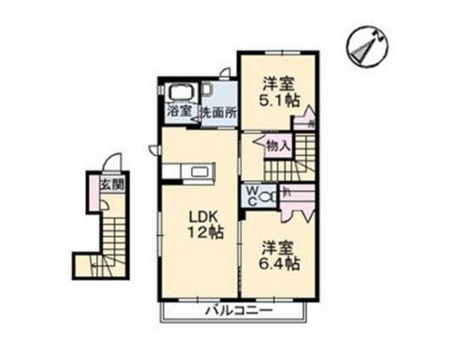 ボヌール(2LDK/2階)の間取り写真
