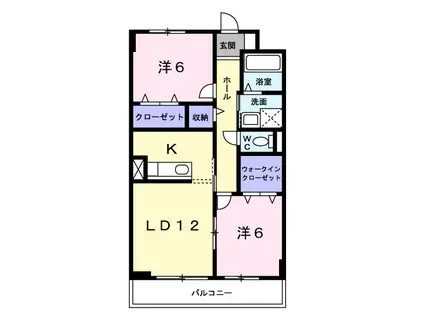 ソレアードII(2LDK/3階)の間取り写真